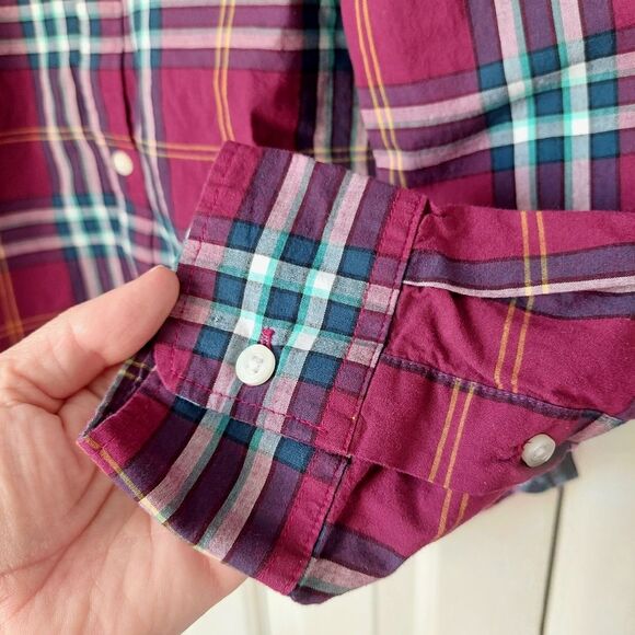 Old Navy Brick Red Plaid Flannel Button-down Shirt Sz L - Picture 6 of 10